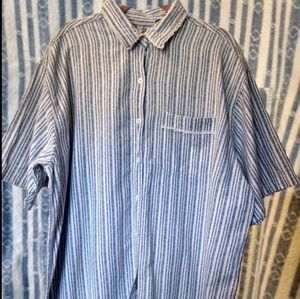 Bill Blass Short Sleeve Striped Pajama Button Up